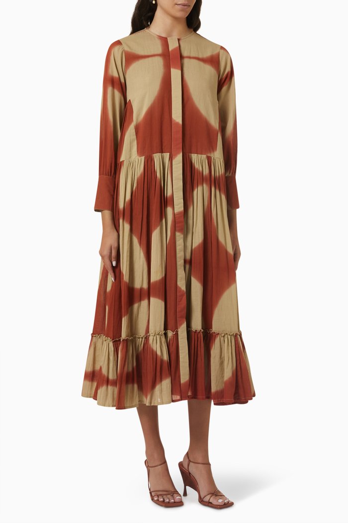 

Ruby Clamp-dyed Mini Dress in Cotton, Red