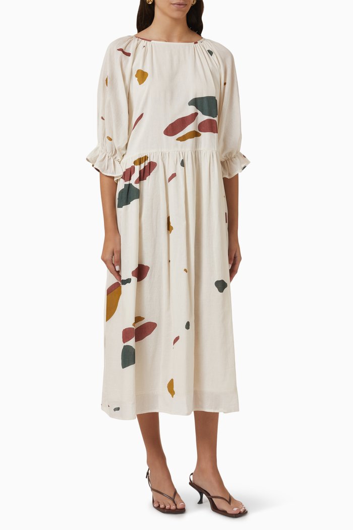 

Med-lay Mosaic-print Mini Dress in Cotton, White