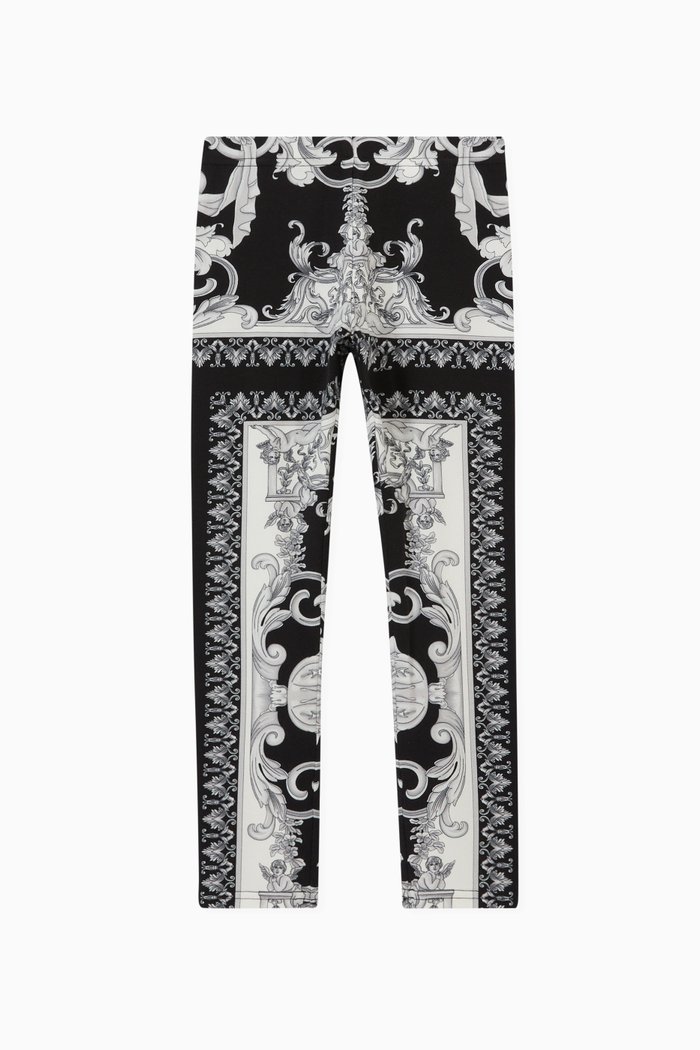 

Silver Baroque Leggings in Cotton, Black