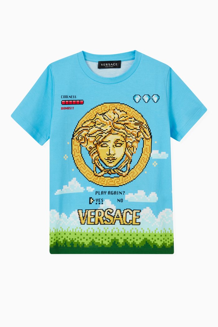Medusa Video Game T-shirt in Cotton, Blue