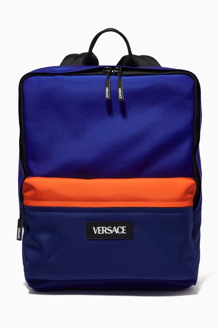 

Versace Logo Backpack in Nylon, Blue