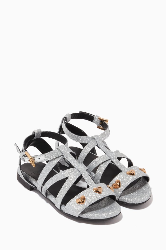 

Heart Medusa Sandals in Glitter, Silver