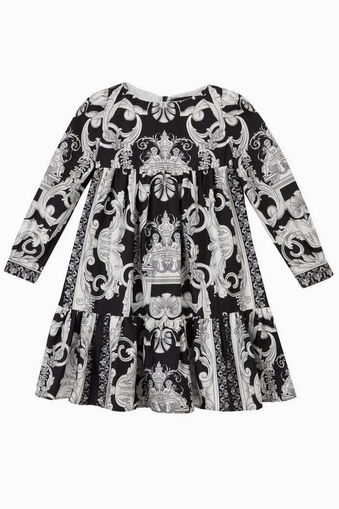 

Silver Baroque Dress in Silk, Black