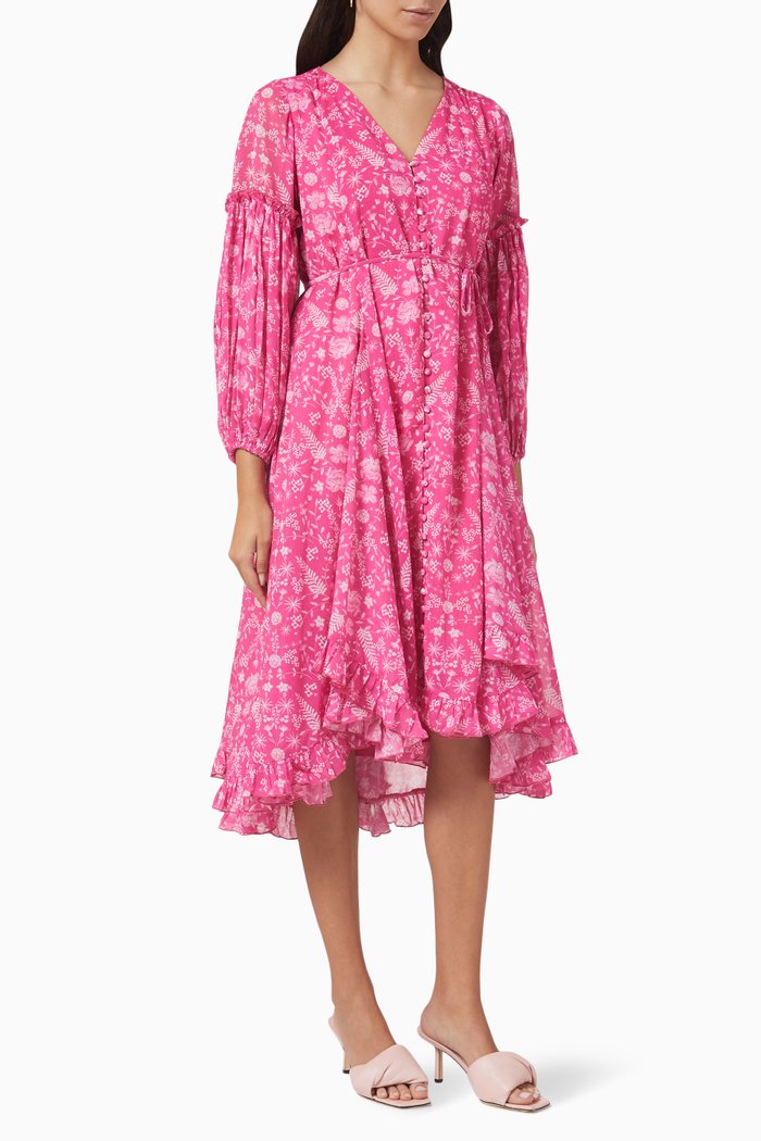 

Amanda Floral-print Midi Dress, Pink