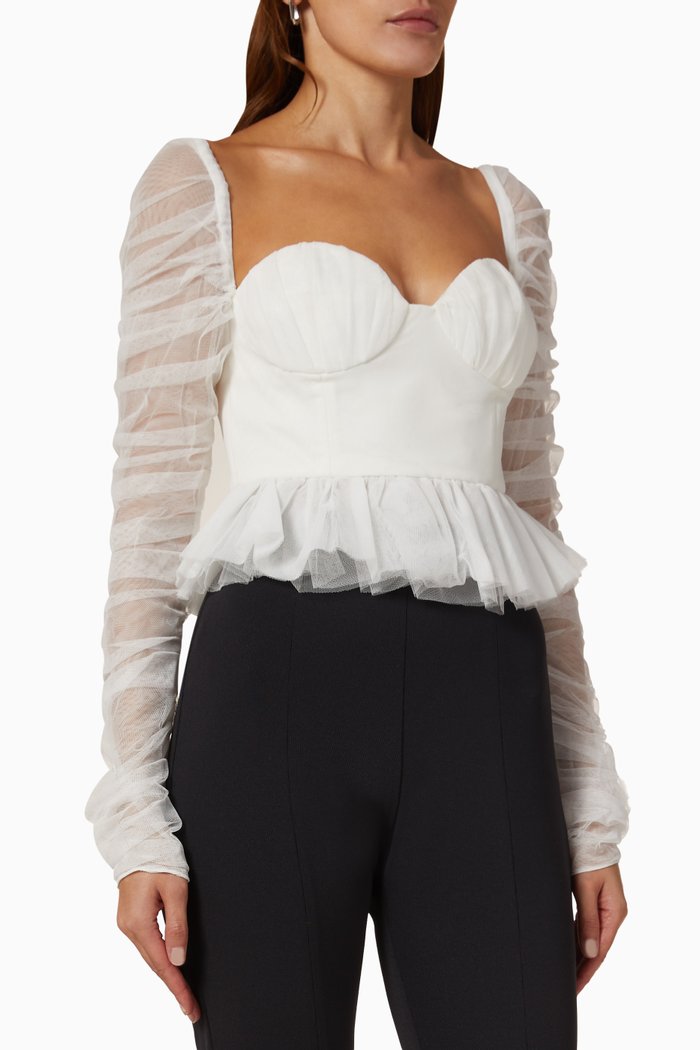

Corset Style Blouse in Tulle, Neutral