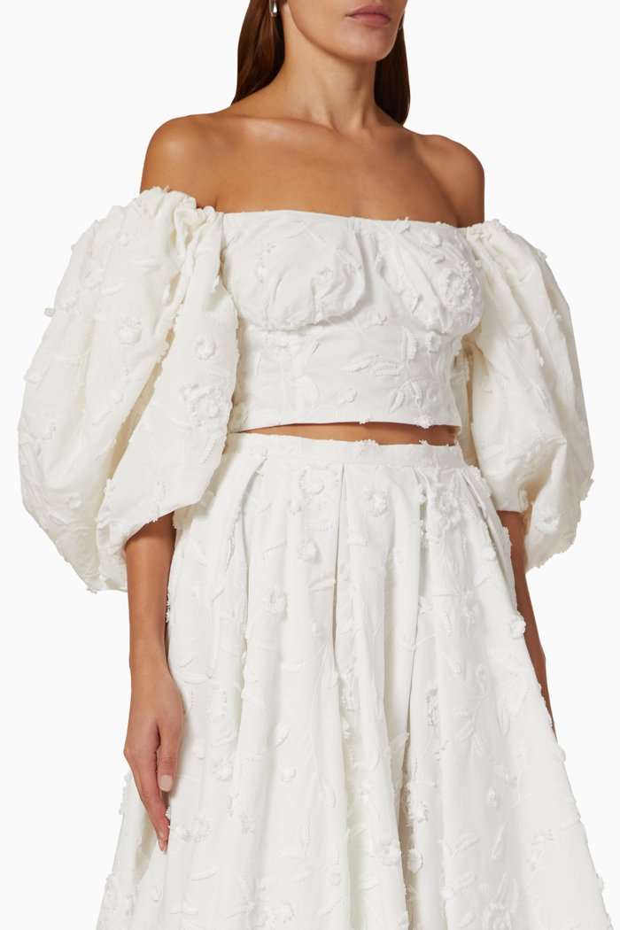 

Floral Corset Blouse in Cotton, Neutral