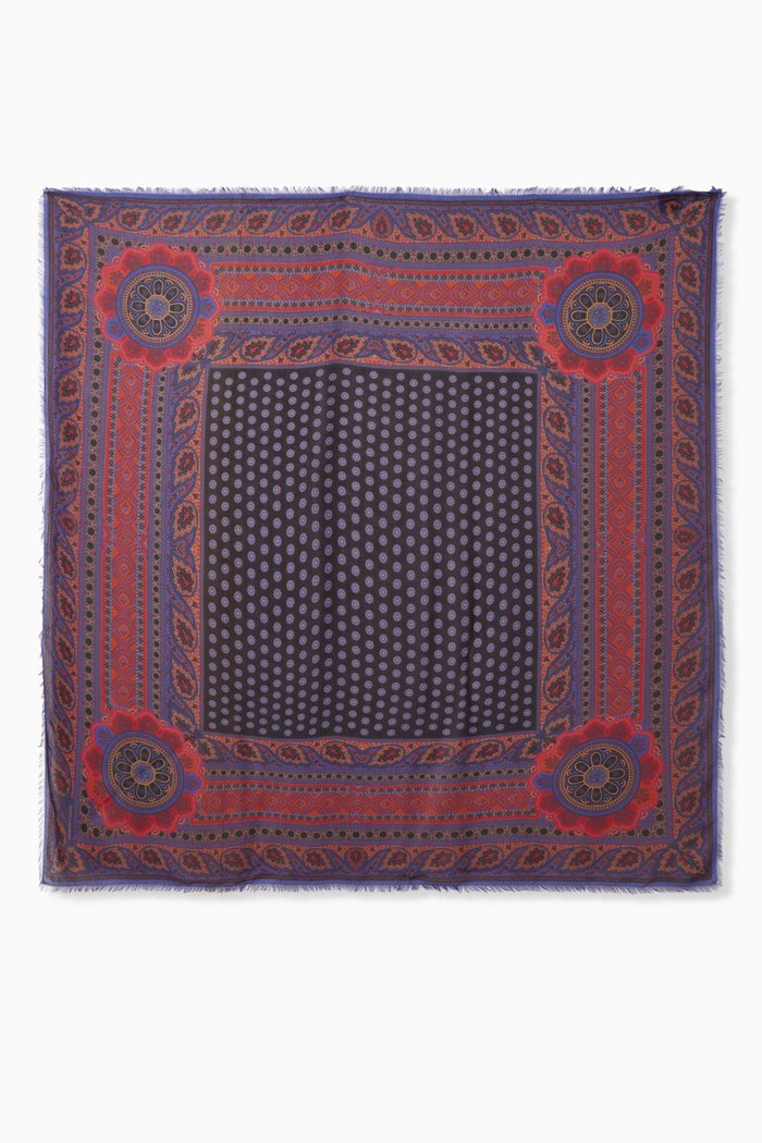 

Medallion-print Square Scarf in Modal & Cashmere, Black