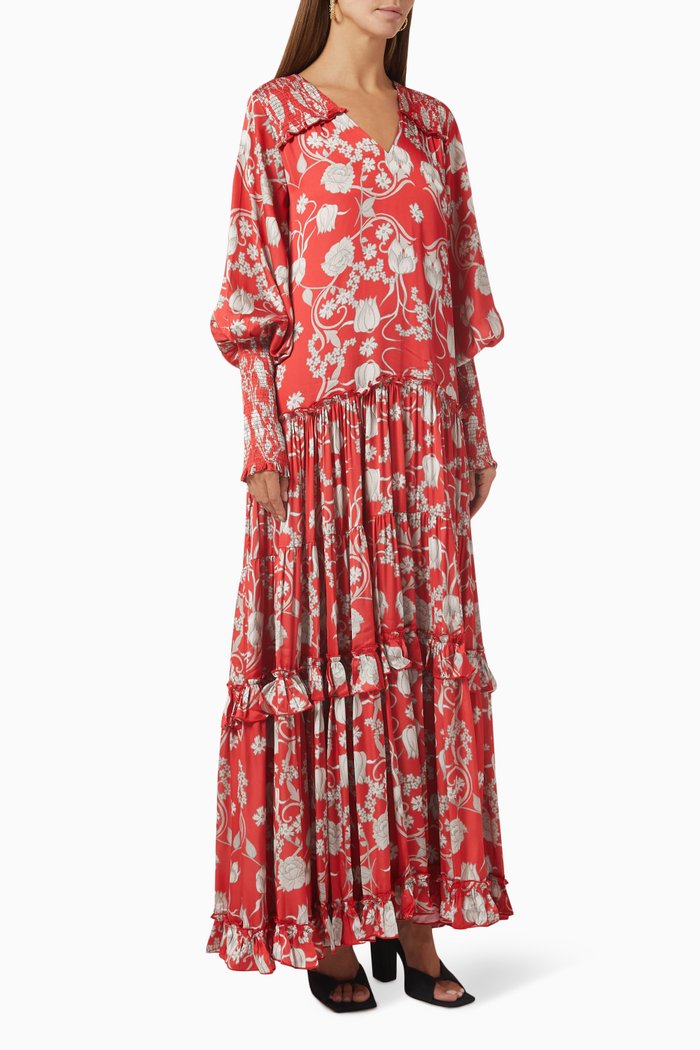 

Elisa Maxi Dress in Polyester, Red