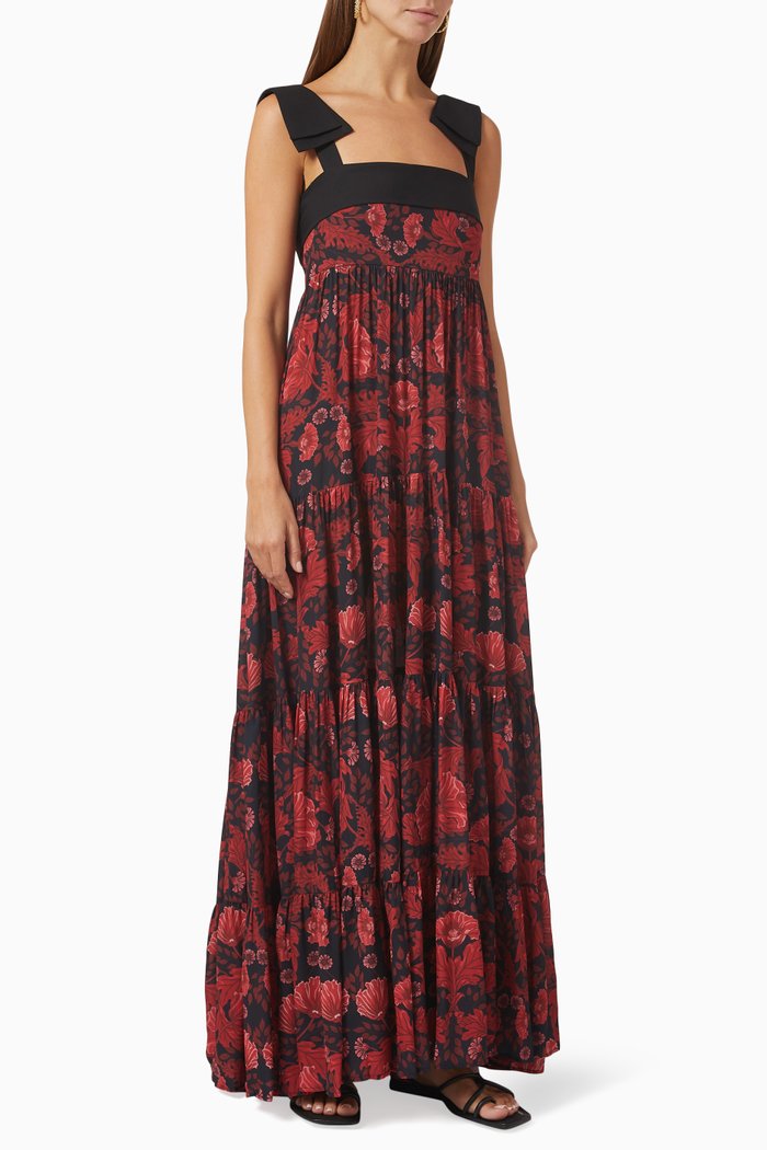 

Cayetana Maxi Dress in Stretch Rayon, Red