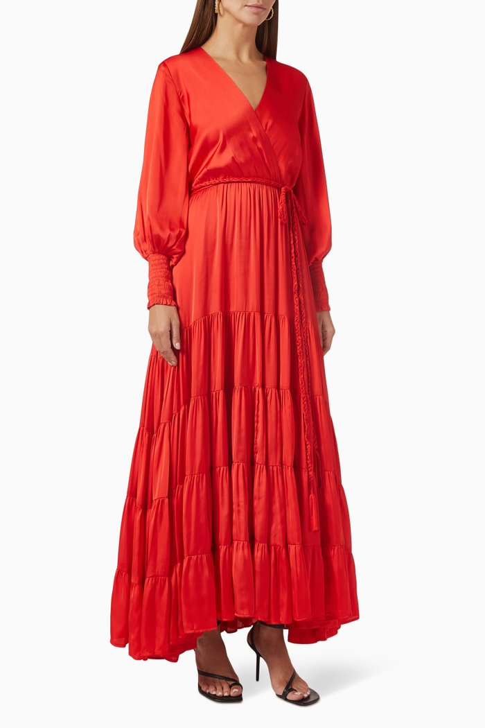

Eva Maxi Dress in Polyester, Red