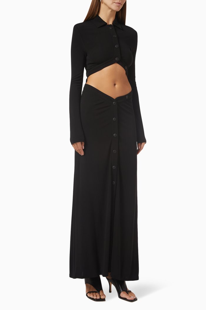 

Cutaway Torso Shirtdress in Jersey, Black