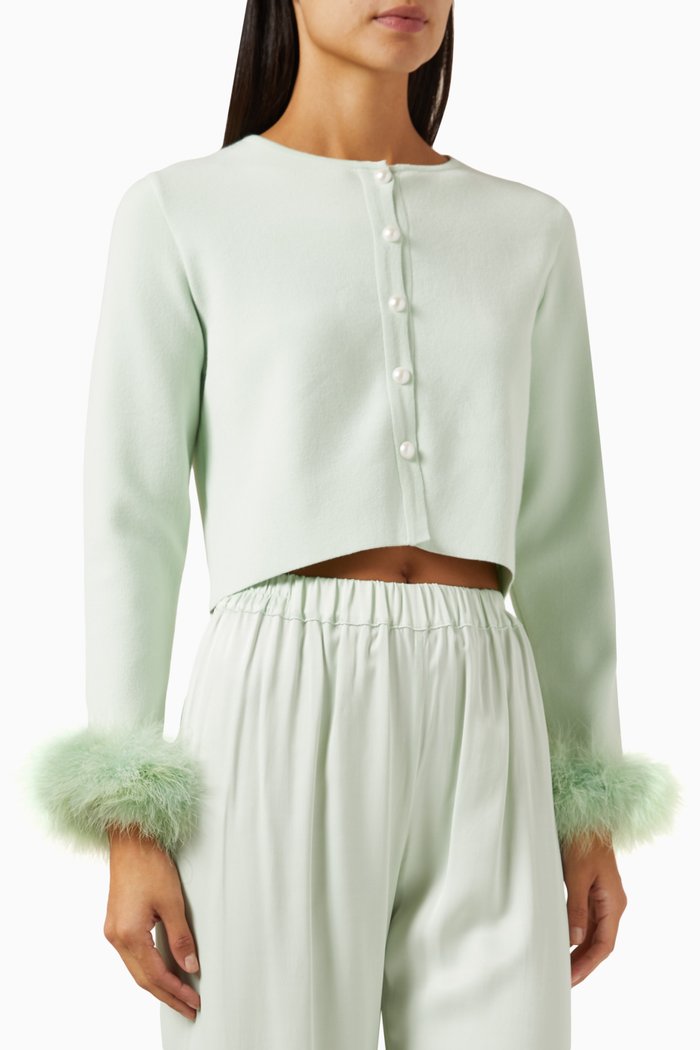 

Detachable Feather Sweater in Knit, Green