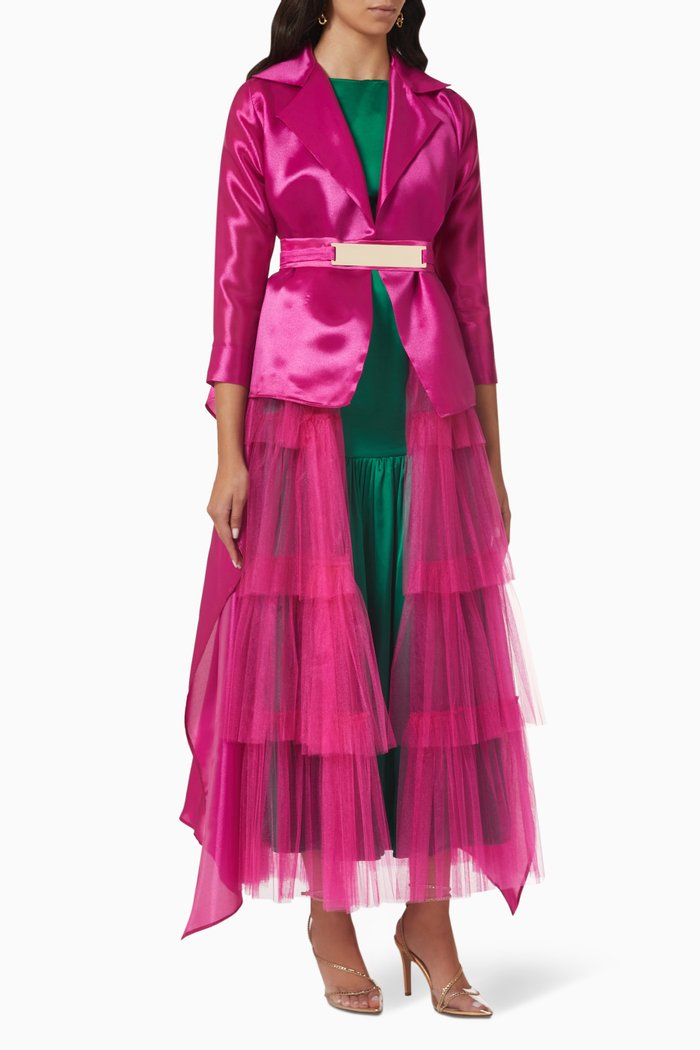 

Jacket & Dress Set in Tulle & Organza, Pink