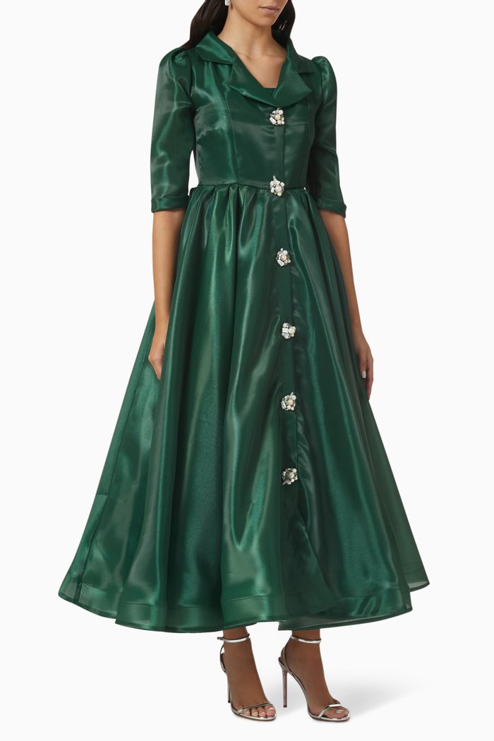 

Embellished-button Maxi Dress, Green