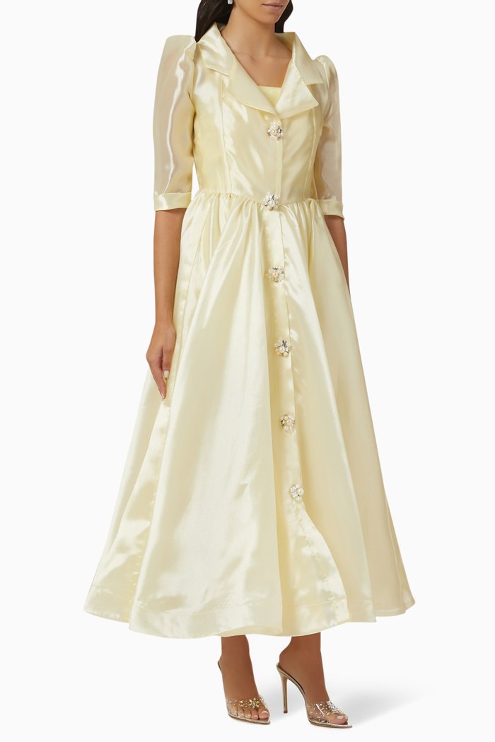 

Embellished-button Maxi Dress, Yellow