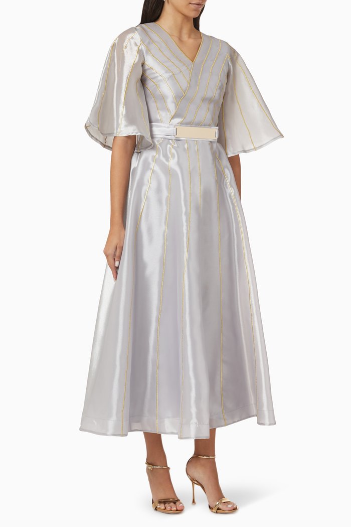 

Belted Maxi Dress, Silver
