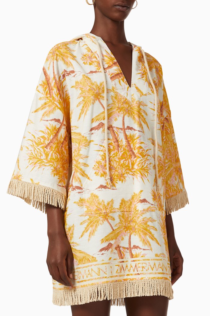 Cira Hooded Mini Dress in Cotton, Yellow
