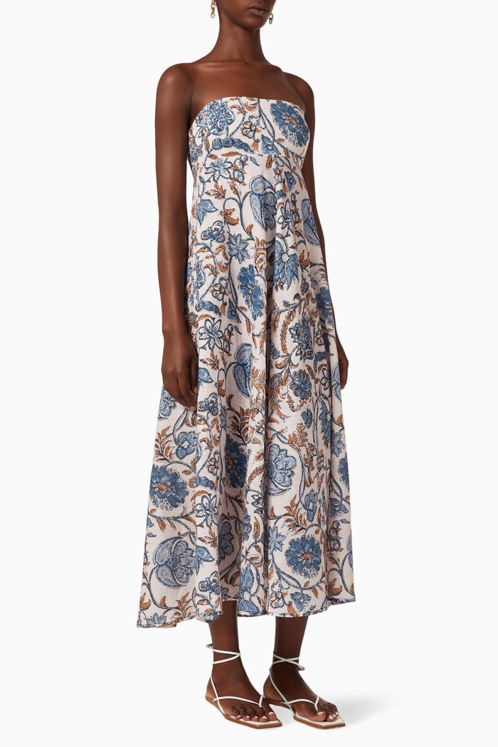 

Vitali Bandeau Midi Dress in Linen, Multicolour