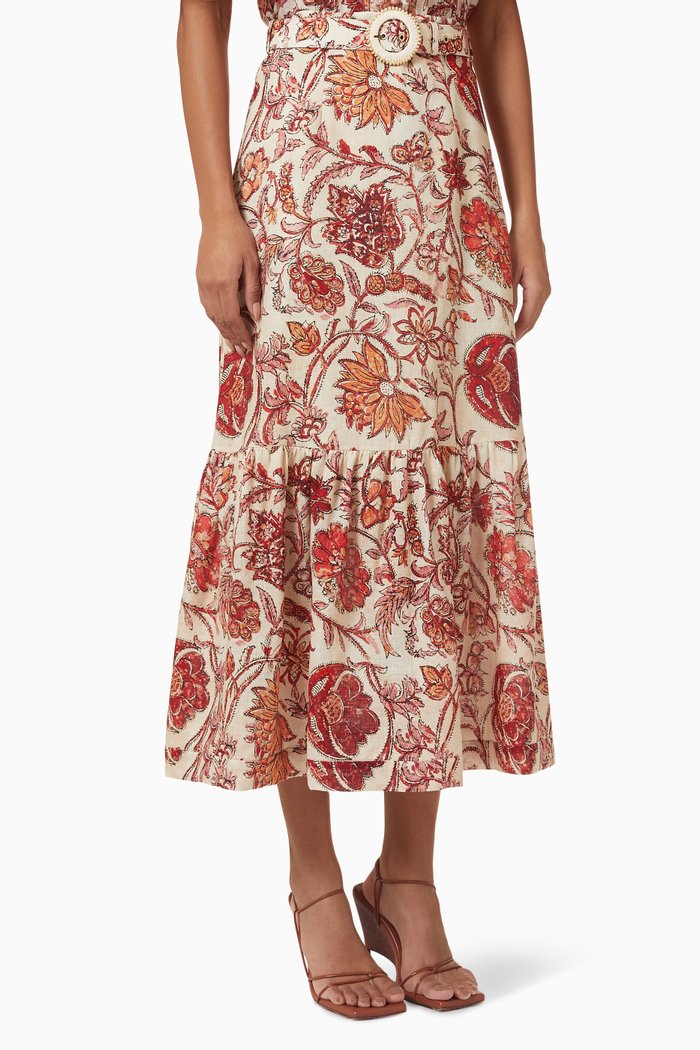 

Vitali Midi Skirt in Linen, Multicolour