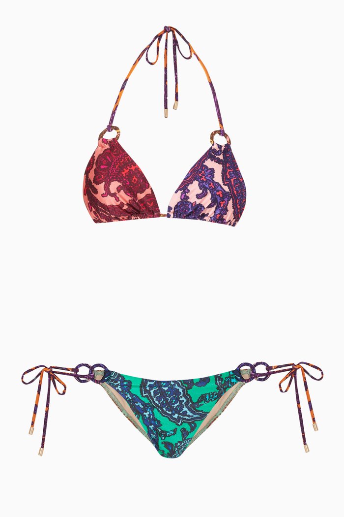 

Tiggy Ring-tie Bikini Set in Lycra, Multicolour