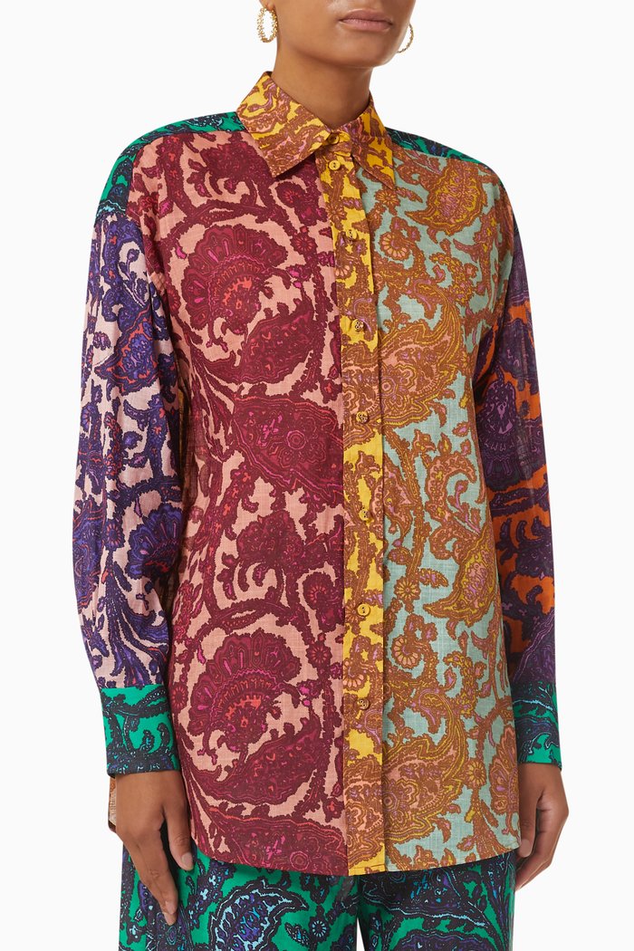 

Tiggy Spliced Shirt in Cotton, Multicolour