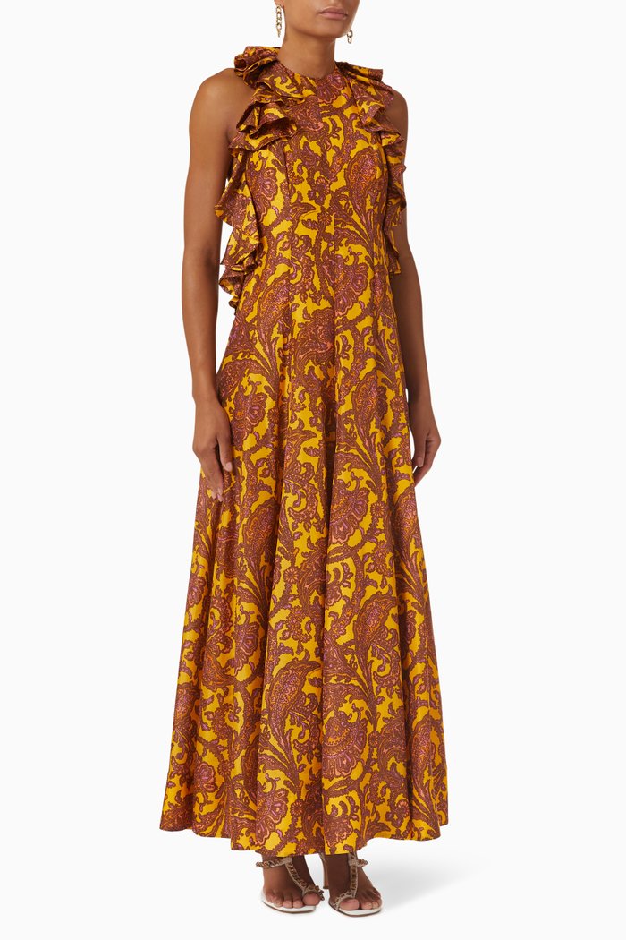 

Tiggy Halter Maxi Dress in Silk, Multicolour