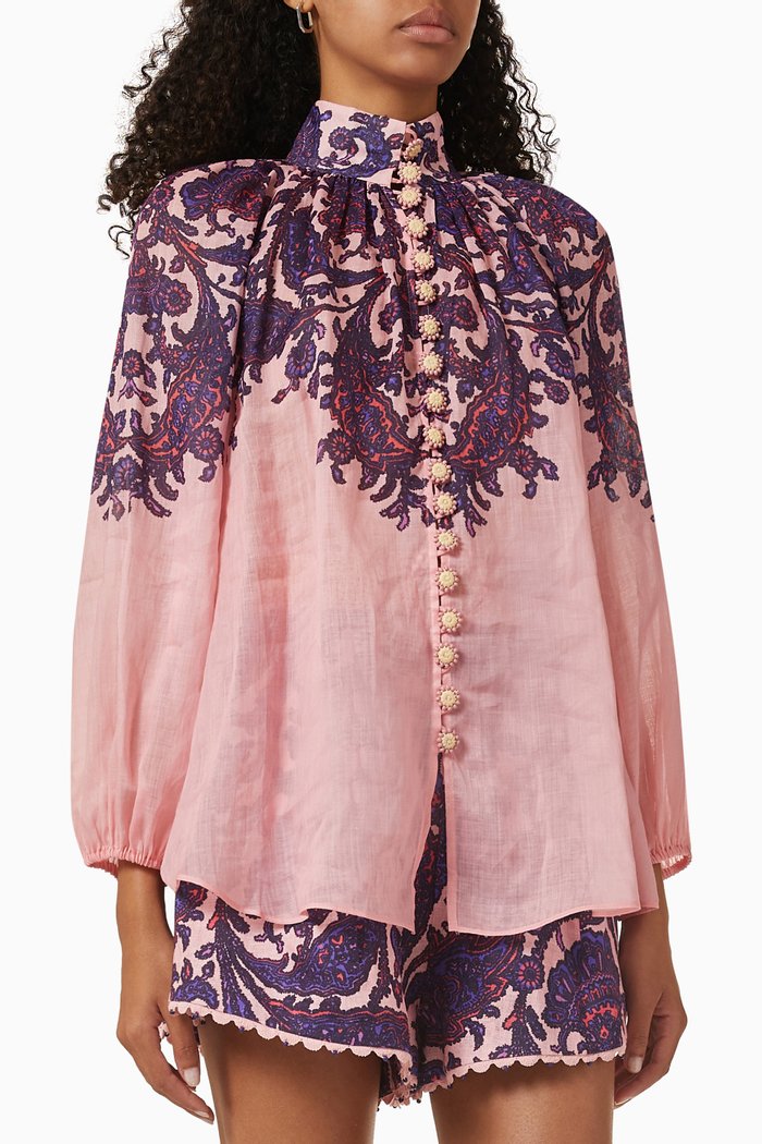 

Tiggy Billow Blouse in Ramie, Purple