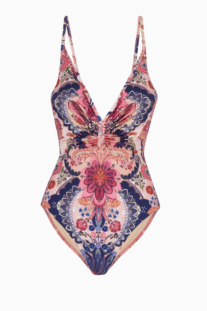 Laurel Ruched Plunge in Italian Lycra®, Multicolour