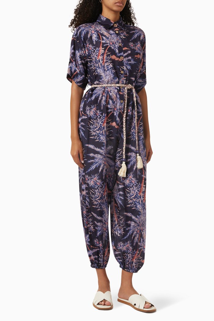 Laurel Relaxed-fit Jumpsuit in Silk, Blue