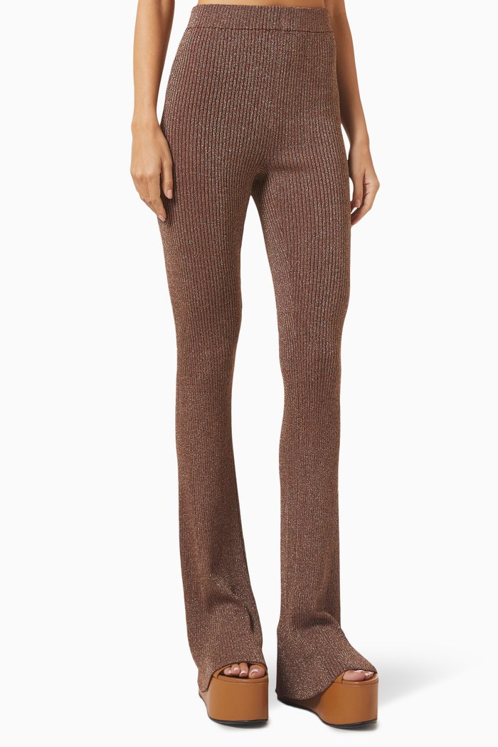 

Saturn Pants in Lurex Rib-knit, Brown
