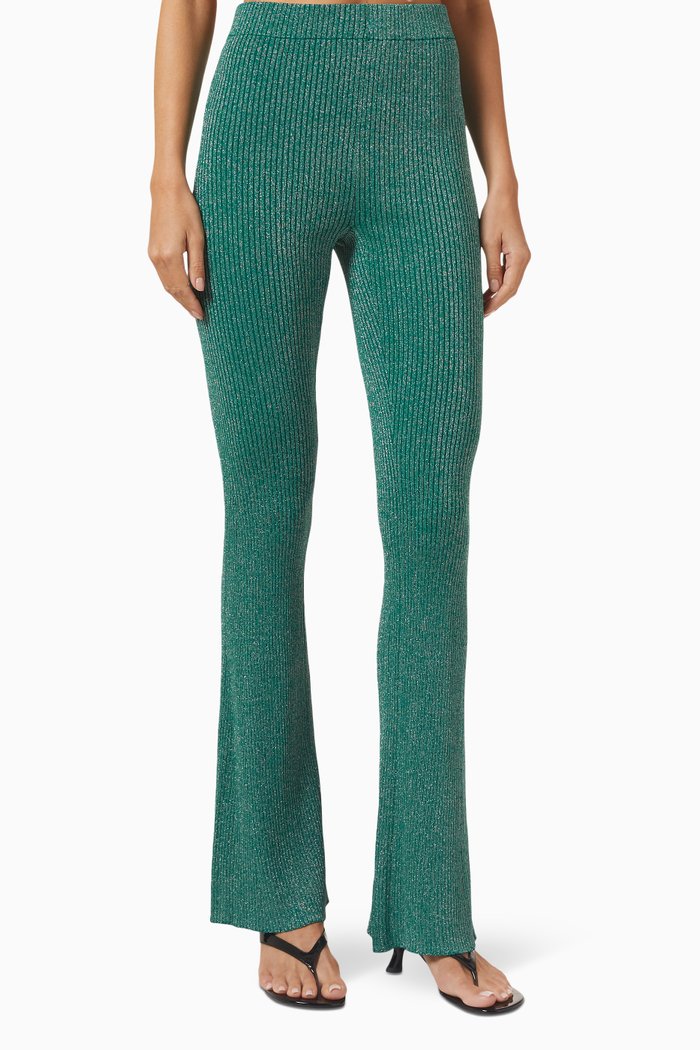 

Saturn Pants in Lurex Rib-knit, Green