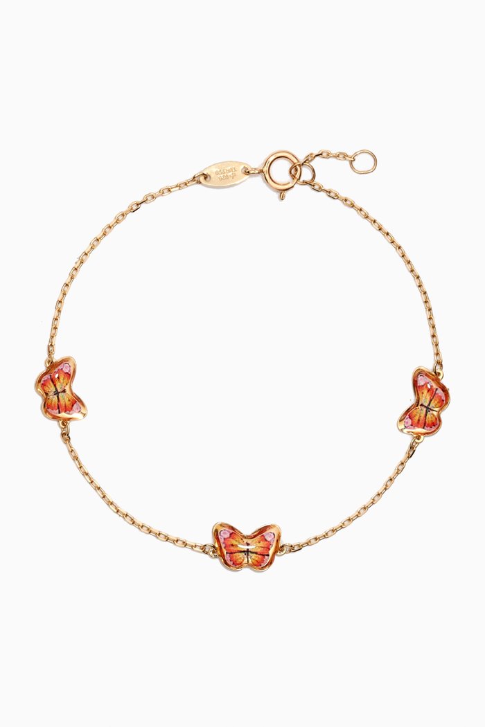 

Lydia Tiny Butterfly Enamel Bracelet in 18kt Gold, Yellow