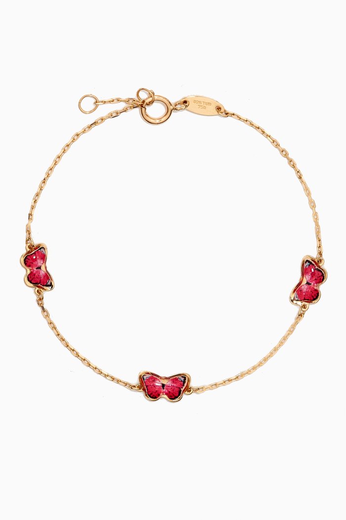 Lydia Butterfly Enamel Bracelet in 18kt Gold, Yellow
