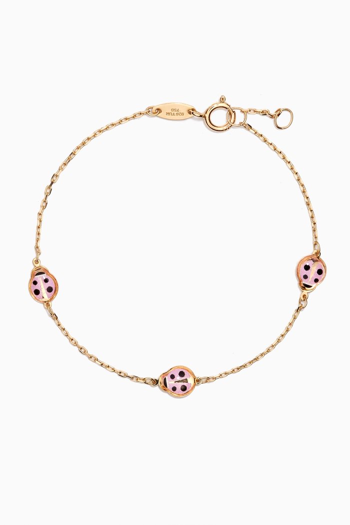 

Lydia Tiny Ladybug Enamel Bracelet in 18kt Gold, Yellow