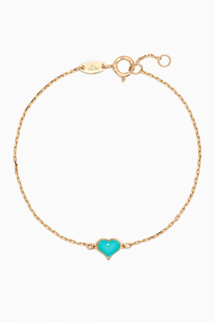Lydia Tiny Heart Enamel Bracelet in 18kt Gold, Yellow