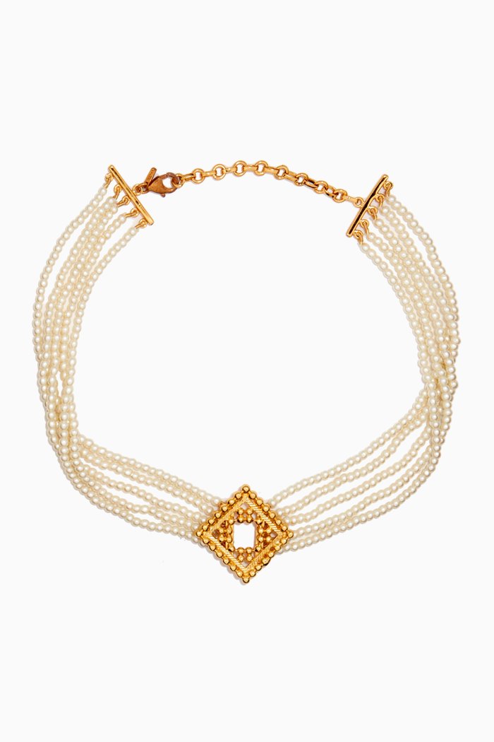 

Ravi Pearl Choker in 24kt Gold-plated Brass, White