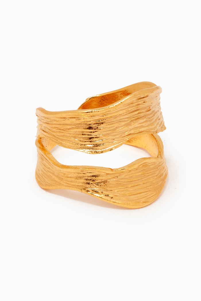 Embossed Botanica Ring in 24kt Gold-plated Brass