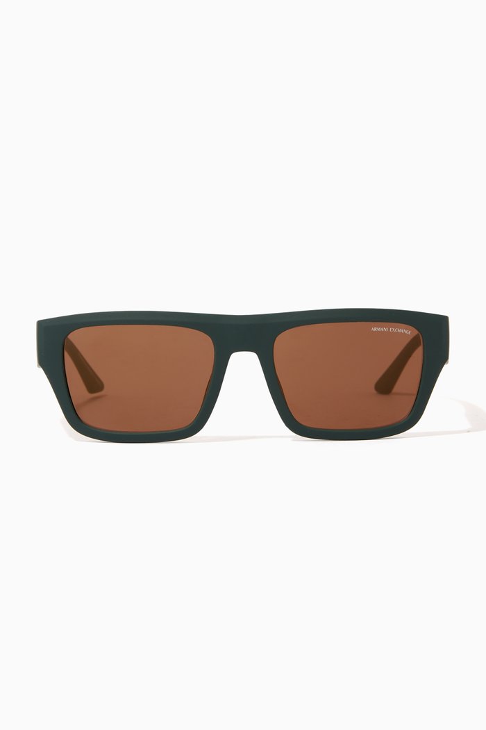 

Rectangular Sunglasses in Acetate, Green
