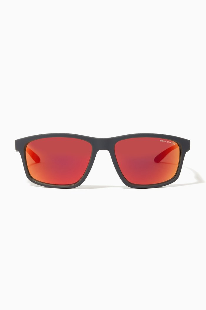 Rectangular Sunglasses in Acetate, Grey