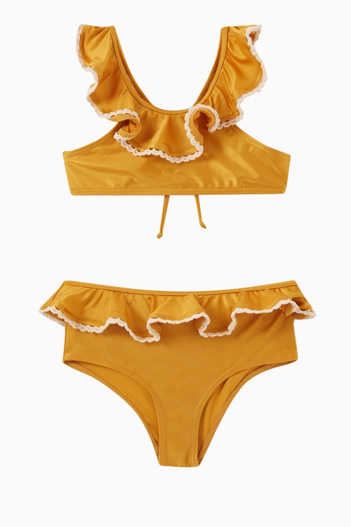 

Tiggy Scoop Ruffle Bikini Set in Polyamide, Yellow