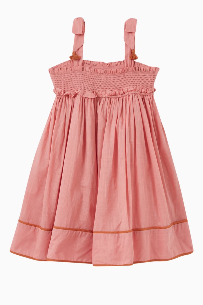 

Clover Shirred Dress in Cotton, Pink