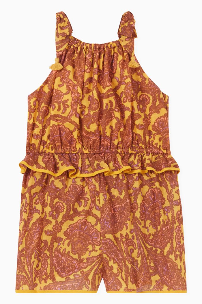 

Tiggy Tie Playsuit in Cotton, Brown