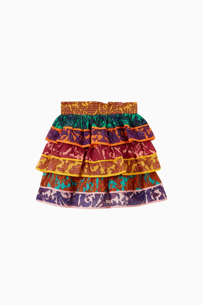 

Tiggy Tiered Skirt in Cotton, Multicolour