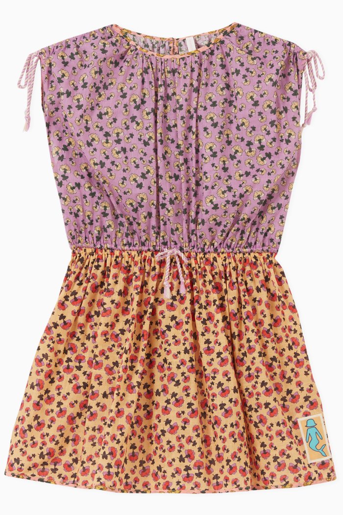 

Tiggy Draw Shoulder Dress in Cotton, Multicolour