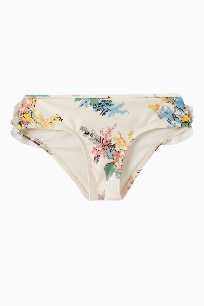 

Clover Floral Bikini Bottoms in Stretch Nylon, Neutral