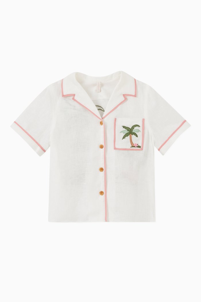Clover Applique Shirt in Cotton, Neutral