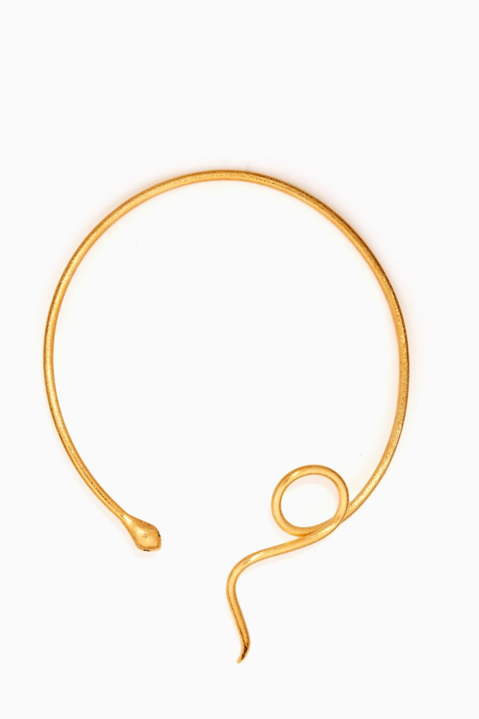

Snake Collar Necklace in 24kt Gold-plated Brass