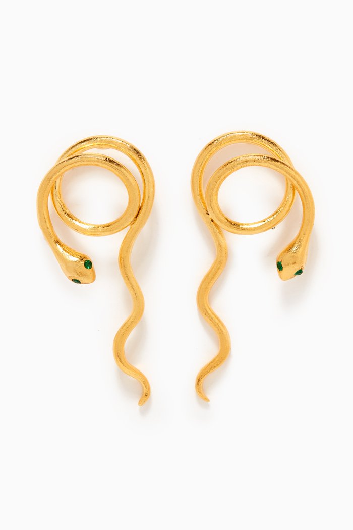 

Snake Earrings in 24kt Gold-plated Brass