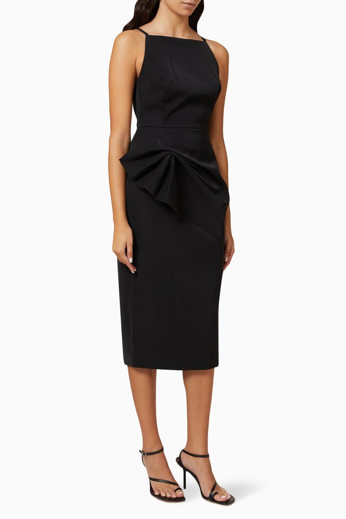 

The Introspect Midi Dress in Polyester, Black