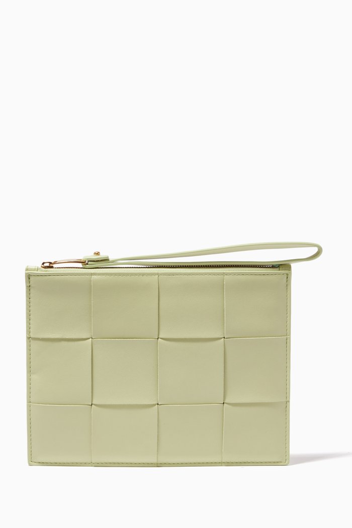 

Medium Pouch in Intreccio Nappa, Yellow